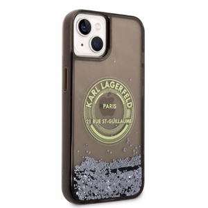 Karl Lagerfeld skystas blizgus RSG dėklas telefonui iPhone 14 - juodas