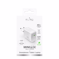 Puro Super Mini 45W PD GaN USB-C sieninis įkroviklis - baltas