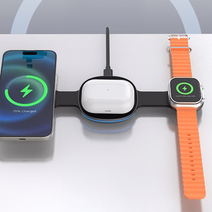 Dudao A11S 3-in-1 Wireless Charger Compatible with MagSafe Smartphone Smartwatch Headphones - Black