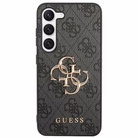 Guess 4G Didelio Metalinio Logotipo Dėklas telefonui Samsung Galaxy S24+ - juodas