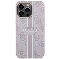 Guess GUHMP13LP4RPSP iPhone 13 Pro / 13 6.1" rožinė/rožinė kietas dėklas 4G Printed Stripes MagSafe