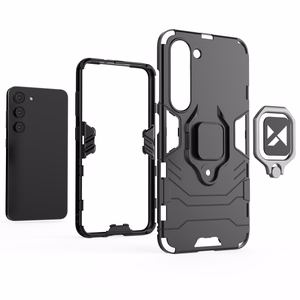 Wozinsky Ring Armor dėklas telefonui Samsung Galaxy S23+ šarvuotas dėklas su magnetiniu laikikliu ir žiedu juodas