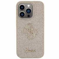 Guess Glitter Script Big 4G dėklas telefonui iPhone 15 Pro – auksinis