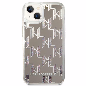 Karl Lagerfeld KLHCP14MLMNMS iPhone 14 Plus 6.7 "kietas dėklas sidabrinis / sidabrinis Skystas Blizgučių Monograma