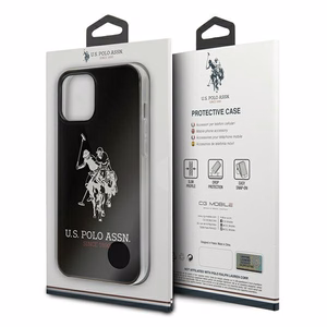 US Polo USHCP12LTPUHRBK Shiny Big Logo dėklas, skirtas iPhone 12 Pro Max 6.7", juodas