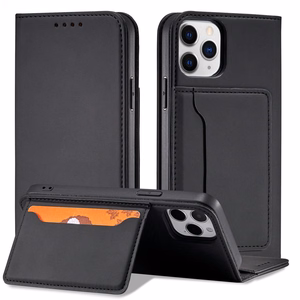 Magnetinis dėklas kortelėms iPhone 12 Pro Max dėklas kortelių piniginė kortelių laikiklis juodas