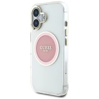 Guess IML Metal Colored Circle Classic Logo Magnetinis dėklas telefonui iPhone 16 - rožinis