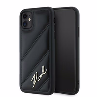 Karl Lagerfeld Diagonal Quilted Script dėklas telefonui iPhone 11 / Xr - juodas