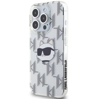 Karl Lagerfeld IML Choupette galvos ir monogramos dėklas iPhone 15 Pro - permatomas