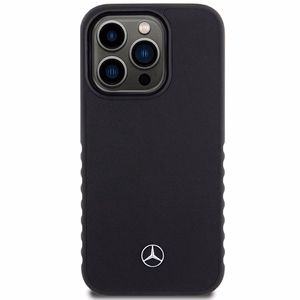 Mercedes Smooth Leather dėklas telefonui iPhone 15 Pro - juodas