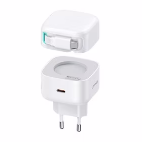 USAMS Tinklo įkroviklis 1xUSB-C su suvyniojamuoju USB-C laidu PD+QC 35W Gan Fast Charging baltas XMF Series CC202TC02 (US-CC202)