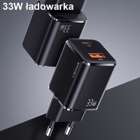 USAMS tinklo įkroviklis 1xUSB-C+1xUSB T43 33W (tik galvutė) PD3.0 +QC3.0 greitas įkrovimas baltas CC144TC02 (US-CC144)