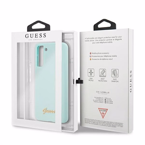 Guess GUHCS21MLSLMGLB S21+ G996 синий/синий жёсткий чехол Silicone Script Metal Logo