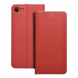 Dėklas telefonui LUNA Book Carbon skirtas IPHONE 7 / 8 / SE 2020 / SE 2022 raudonas