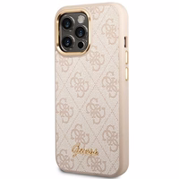 Guess 4G Vintage Gold Logo dėklas iPhone 14 Pro Max - rožinis