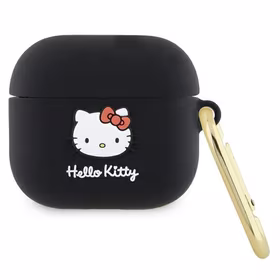 Hello Kitty silikoninis 3D Kitty galvos dėklas AirPods 3 - juodas