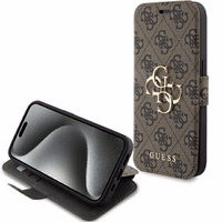 Guess 4G Metal Logo dėklas iPhone 15 Pro - rudas