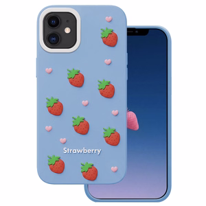 Клубничный чехол для iPhone 11 синий