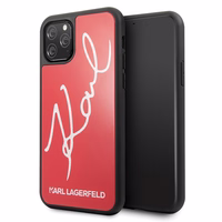 Karl Lagerfeld Signature Glitter dėklas iPhone 11 Pro - raudonas
