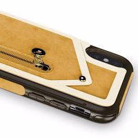 Zizo Nebula Wallet dėklas - Wallet Back and Zipper Pouch with Tempered Glass ekrano apsauga iPhone X (Light rudas/rudas)