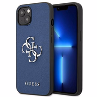 Guess GUHCP13SSA4GSBL iPhone 13 mini 5.4" mėlynas/mėlynas kietas dėklas Saffiano 4G Metalinis Logotipas
