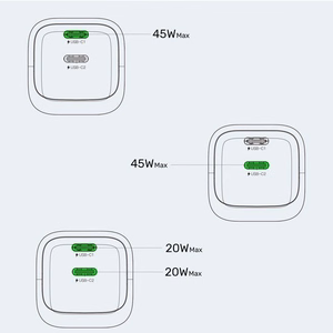Unitek GaN tinklo įkroviklis 45W 2x USB-C PD 3.0 QC