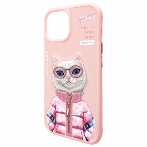 Nimmy Cool&Cute 2.0 katės dėklas iPhone 15 - rožinis