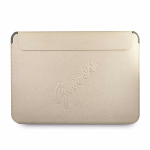 Guess Saffiano Script dėklas 13" nešiojamam kompiuteriui - auksinis