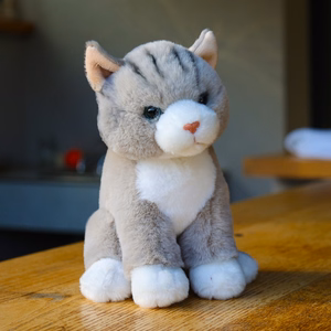 Rappa Soft Collection ekologiškas tikroviškas pliušinis žaislas – sėdinti pilka katė, 23 cm