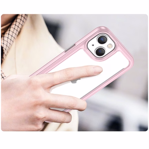 Outer Space dėklas iPhone 14 Plus kietas dangtelis su geliniu rėmeliu rožinė