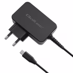Qoltec 52386 GaN POWER PRO įkroviklis | 1xUSB-C | 65W | 5-20V | 3-3,25A | Juoda
