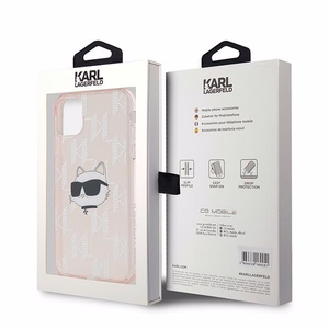Karl Lagerfeld IML Choupette galvos ir monogramos dėklas iPhone 11 / Xr - rožinė