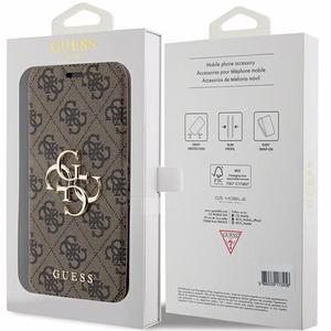 Guess 4G Metal Logo dėklas iPhone 15 Pro - rudas