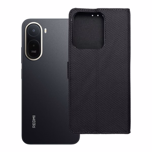 Atverčiamas 4Card RFID dėklas Xiaomi Redmi A7 PRO su apsauga nuo vagysčių, iš technologinio audinio, juodas