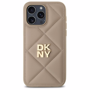 DKNY Quilted Stack Logo dėklas telefonui iPhone 14 Pro - smėlio spalvos