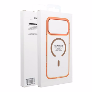 Case for iPhone 17 AIR Frame Clear Hybrid Mag Cover compatible with MagSafe hermes orange