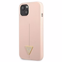 Guess GUHCP13SSLTGP iPhone 13 mini 5.4" rožinis kietas dėklas silikoninis trikampis