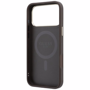Guess Ring Stand 360 4G Classic Logo MagSafe dėklas iPhone 18 Pro / 17 Pro – rudas