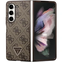 Guess odinis 4G trikampio Strass dėklas telefonui Samsung Galaxy Z Fold 5 - rudas