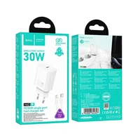Įkroviklis telefonui Hoco USB C QC PD 30W + kabelis USB C į Lightning N62 baltas