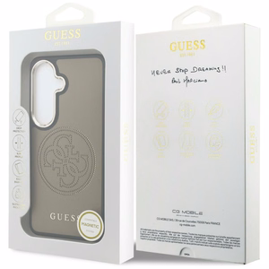 Guess dėklas Perforated Logo MagSafe skirtas Samsung Galaxy S26 rudas
