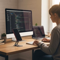 Stalinis laikiklis telefonui / planšetiniam kompiuteriui sulankstomas Forcell F-Grip Fold stovas 1 pilkas