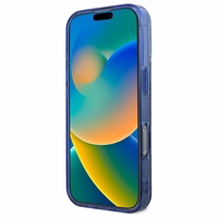 Guess IML bijūnas ant 4G fono Magnetinis dėklas telefonui iPhone 16 Pro - mėlynas