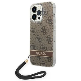 Guess GUOHCP14LH4STW iPhone 14 Pro 6.1 "rudas / rudas kietas dėklas 4G spauda Dirželis