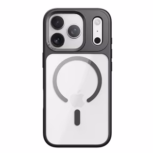 Rock Guard serijos magnetinis dėklas telefonui Iphone 17 Pro skaidrus-juodas