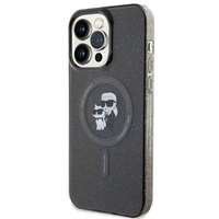Karl Lagerfeld Karl&Choupette Blizgantis Magnetinis dėklas telefonui iPhone 15 Pro Max - juoda