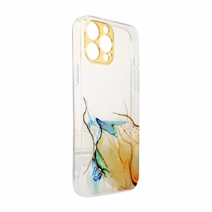 Marmurinis dėklas telefonui iPhone 12 Pro Max gelinis dangtelis oranžinis marmurinis