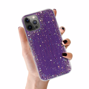 Skaidrus dėklas telefonui Iphone 12 Pro Max Violetinis