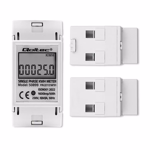 Qoltec 50899 – vienfazis elektroninis elektros energijos skaitiklis, 230 V, LCD, 2P, DIN bėgelis