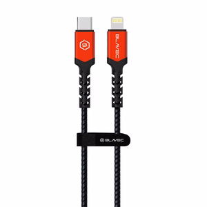 Blavec kabelis Raptor pintas - Type C į Lightning - PD 20W 2,4A 2 metrai Apple CarPlay (CRA-CL24BR20) juodas ir raudonas